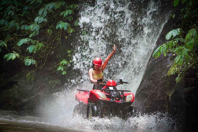 ATV Quad Bike Kuber Through Waterfall, Tunnel And Rice Field - Rice fields, farms, and village life