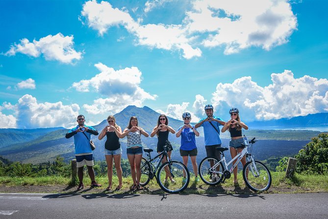 Bali Countryside Cycling Tours - Starting above Ubud with Mt. Batur in view